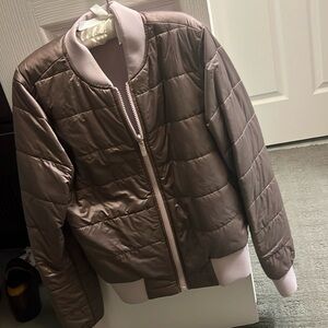 Reversible, bomber jacket, pink, and light purple